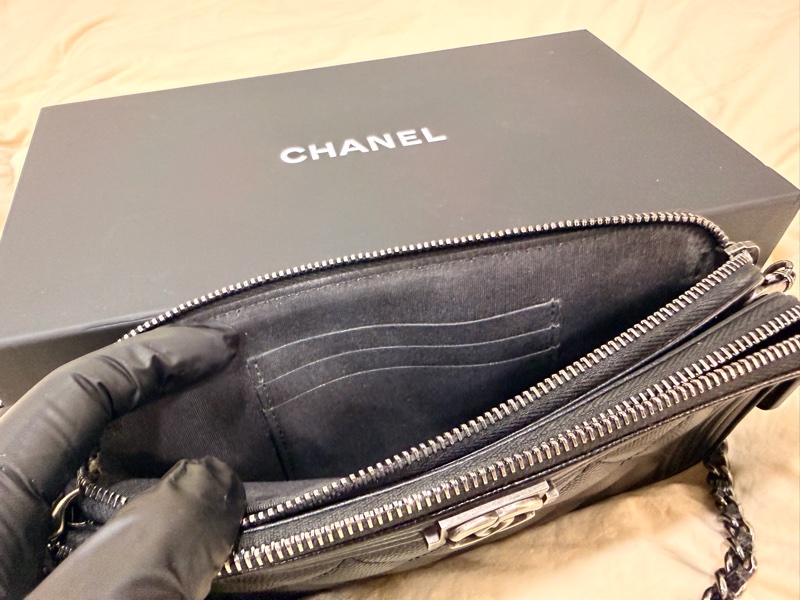 🔥超優惠賣場最低價🔥 Chanel Boy WOC 拿斜背 長夾 黑色牛皮 荔枝皮 魚子醬-4