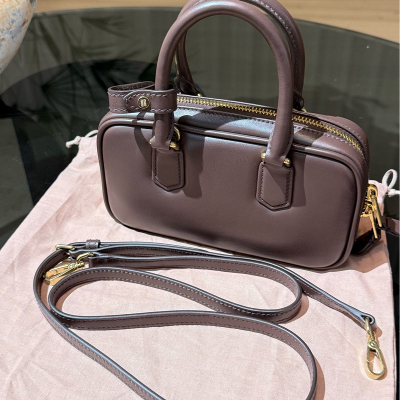 繆繆/Miu Miu 小保齡球 石楠木色 Arcadie皮 10.5×22×7.5cm-2