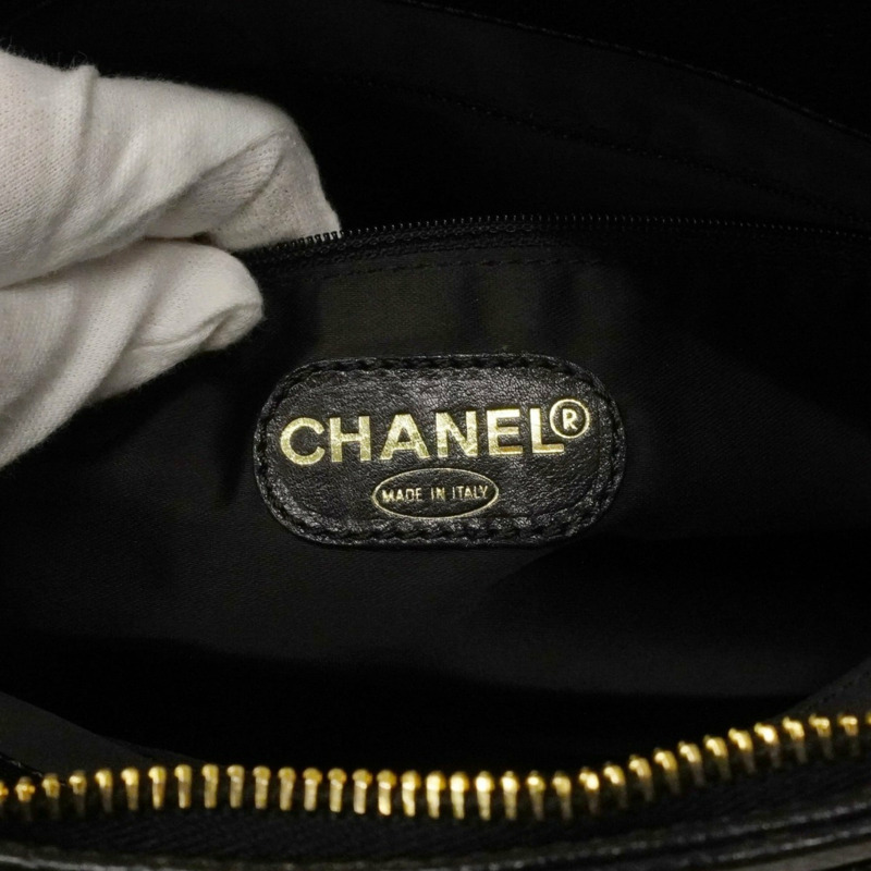 香奈兒手提包/鏈條手提包,魚子醬紋皮革,黑色,女士-4