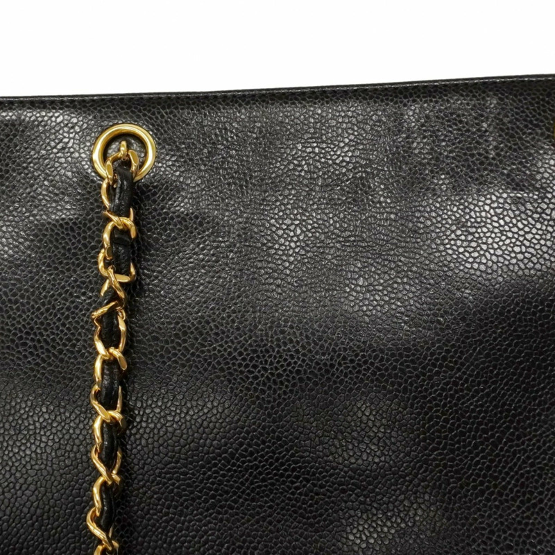 香奈兒手提包/鏈條手提包,魚子醬紋皮革,黑色,女士-6