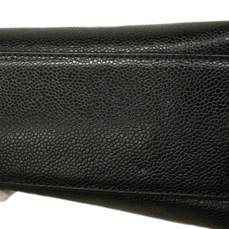 香奈兒手提包/鏈條手提包,魚子醬紋皮革,黑色,女士-9