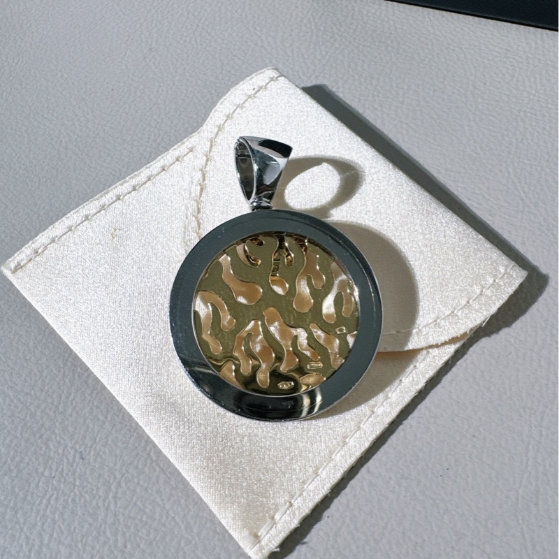 95 新  BVLGARI寶格麗 Vintage 中古款 金鋼火焰吊墜，材質18K金+鋼，有塵袋-3