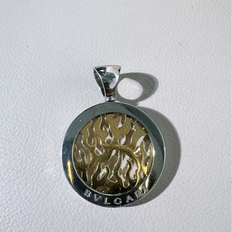 95 新  BVLGARI寶格麗 Vintage 中古款 金鋼火焰吊墜，材質18K金+鋼，有塵袋-4