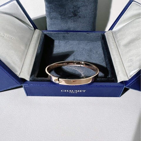 Chaumet尚美 Liens  緣系一生 18 K 玫瑰金 寬版手鐲，15 號，有盒子