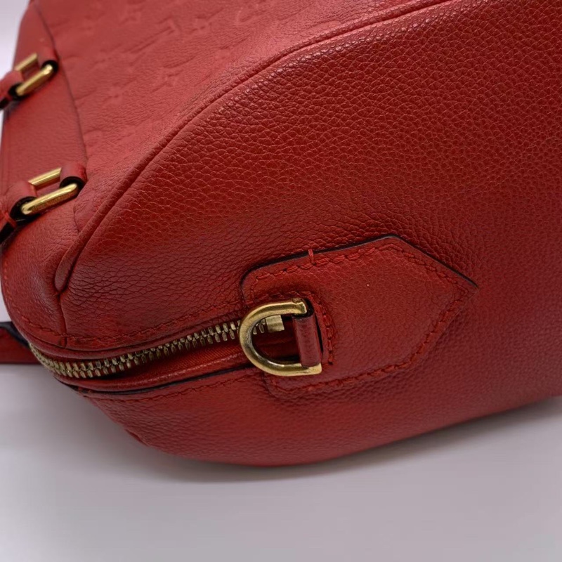 二手LV路易威登 Speedy25紅色壓紋斜挎包，2016購入，邊角有輕微磨損-7