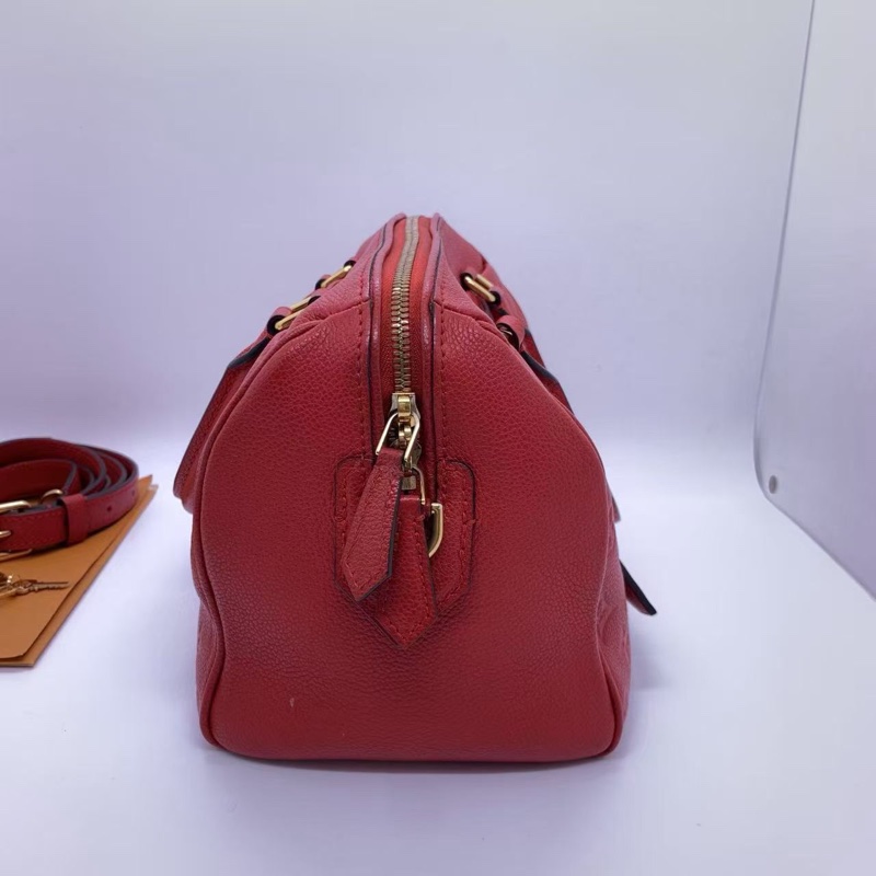 二手LV路易威登 Speedy25紅色壓紋斜挎包，2016購入，邊角有輕微磨損-8