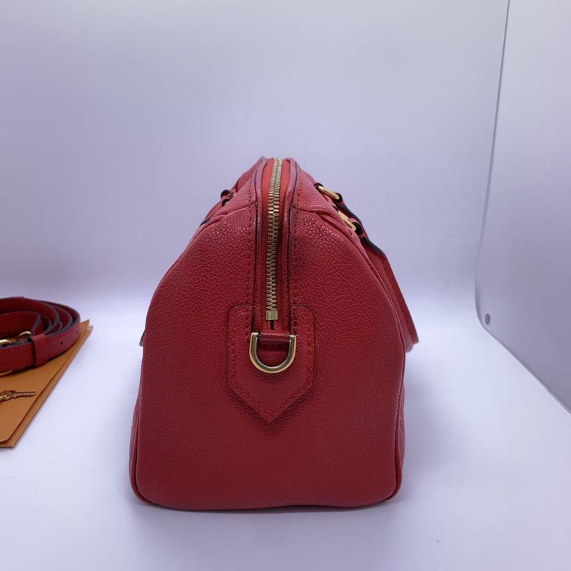 二手LV路易威登 Speedy25紅色壓紋斜挎包，2016購入，邊角有輕微磨損-9