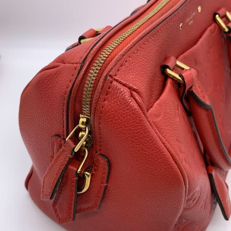 二手LV路易威登 Speedy25紅色壓紋斜挎包，2016購入，邊角有輕微磨損-10