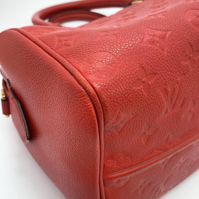 二手LV路易威登 Speedy25紅色壓紋斜挎包，2016購入，邊角有輕微磨損-12