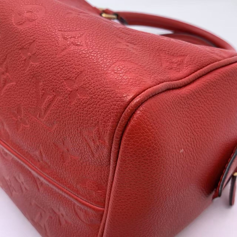 二手LV路易威登 Speedy25紅色壓紋斜挎包，2016購入，邊角有輕微磨損-13