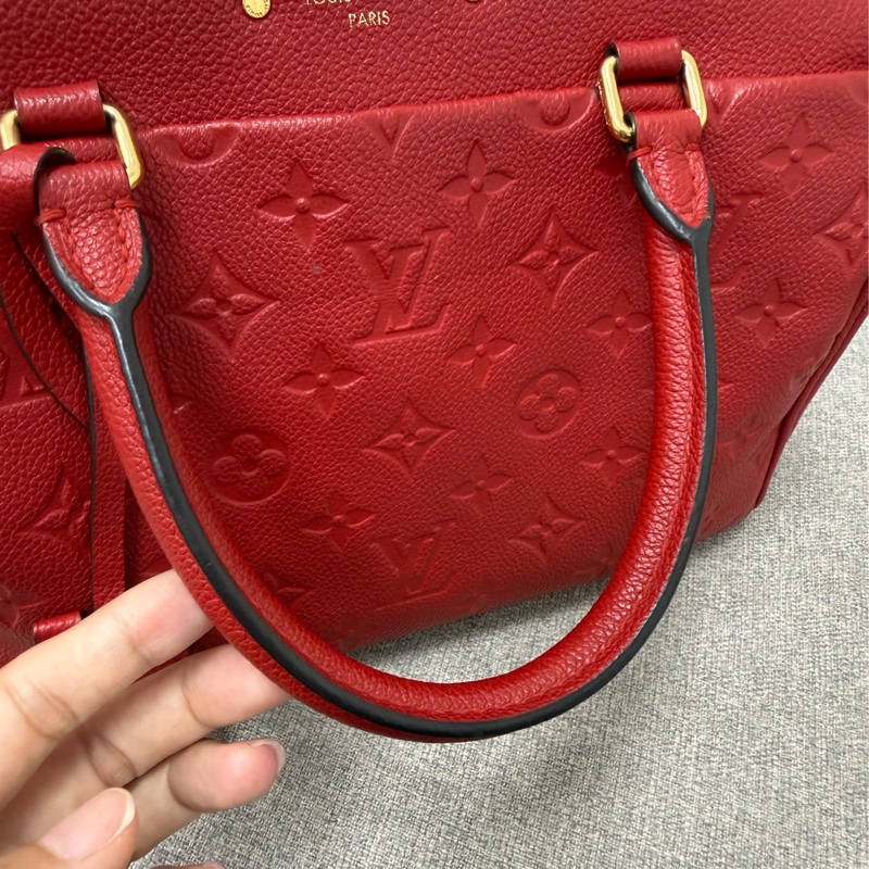 二手LV路易威登 Speedy25紅色壓紋斜挎包，2016購入，邊角有輕微磨損-19