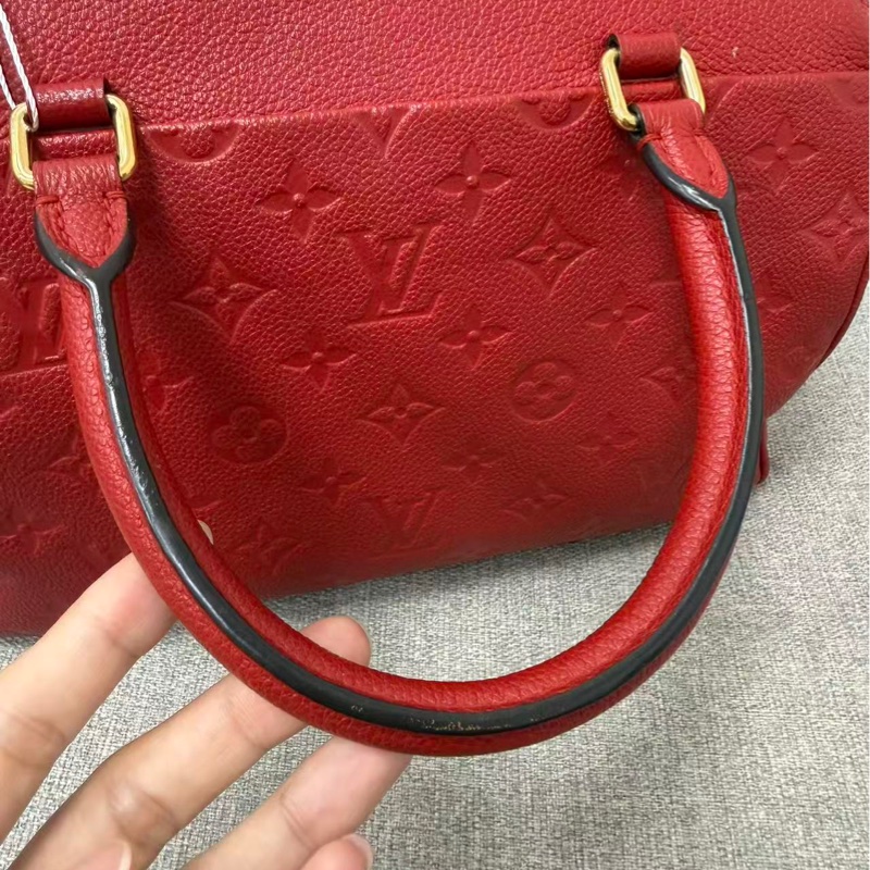 二手LV路易威登 Speedy25紅色壓紋斜挎包，2016購入，邊角有輕微磨損-20