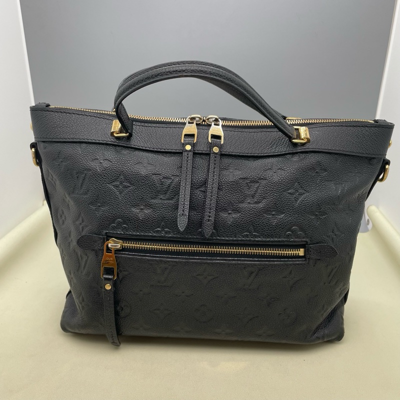 Louis Vuitton/路易威登 黑色全皮壓紋托特包 手提包 尺寸28*23*10cm 附件:肩帶-1