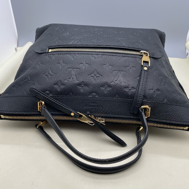 Louis Vuitton/路易威登 黑色全皮壓紋托特包 手提包 尺寸28*23*10cm 附件:肩帶-5
