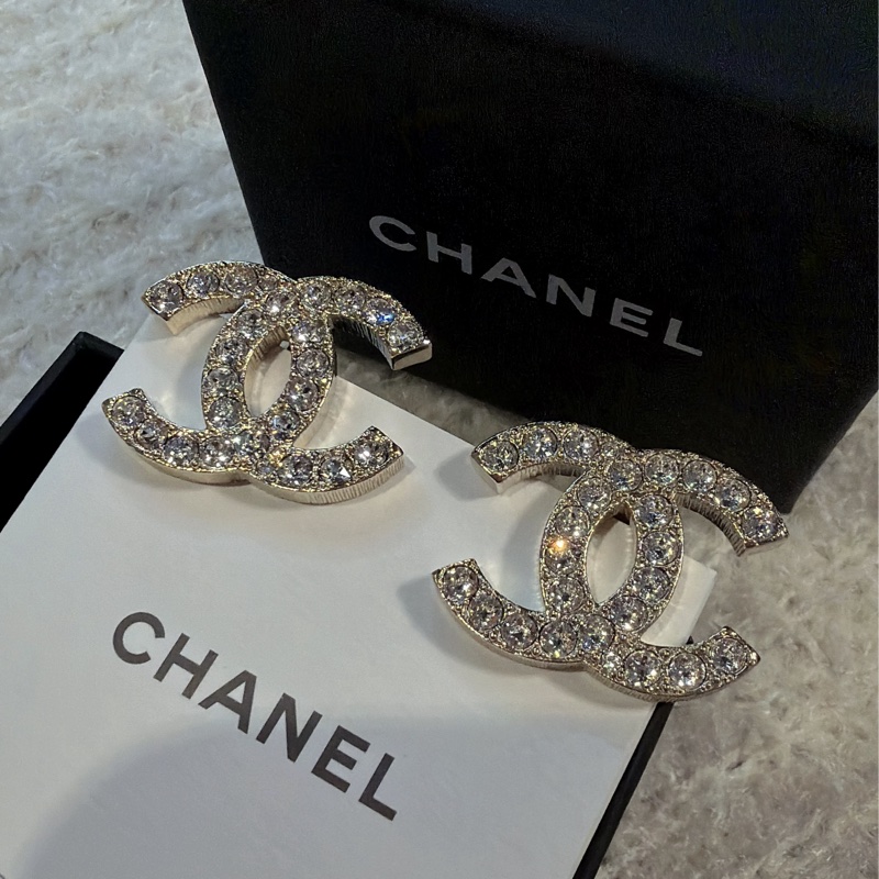 Chanel 光澤細鑽耳夾 耳環全新⭐️-4