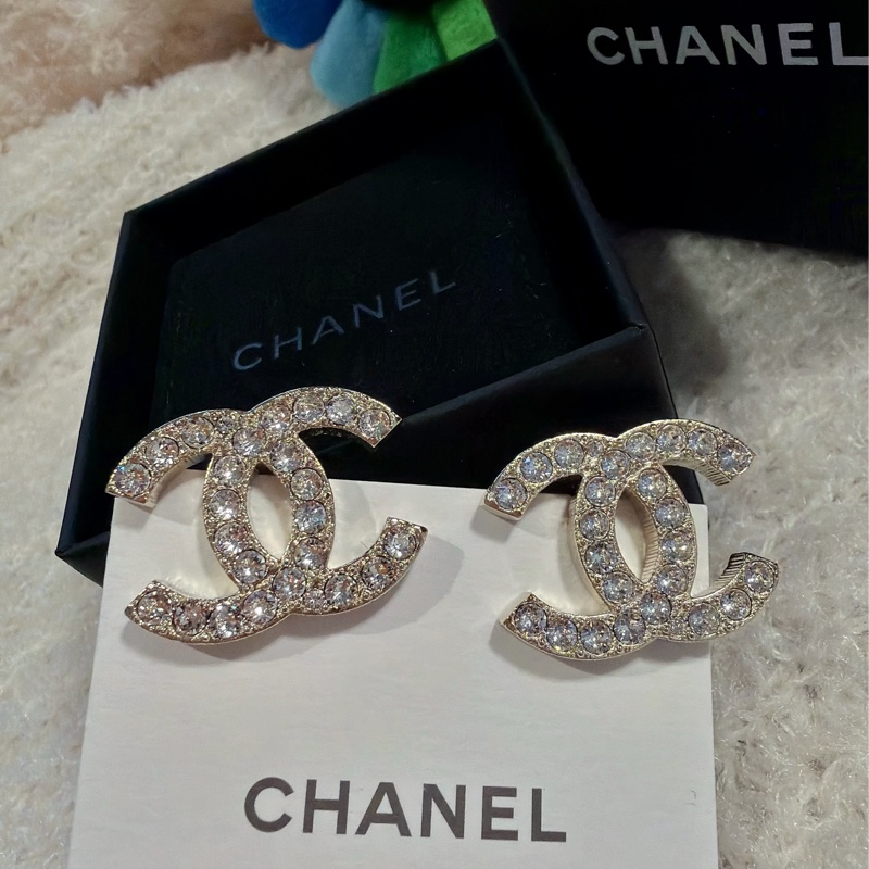 Chanel 光澤細鑽耳夾 耳環全新⭐️-7
