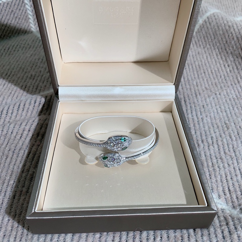 H260330)gz)Bvlgari 寶格麗Serpenti Viper系列 雙蛇頭手鐲s碼,配件盒子,2021購入-2