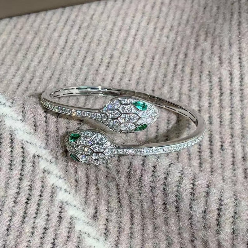 H260330)gz)Bvlgari 寶格麗Serpenti Viper系列 雙蛇頭手鐲s碼,配件盒子,2021購入-4