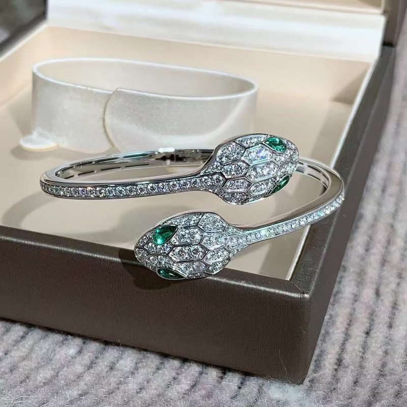 H260330)gz)Bvlgari 寶格麗Serpenti Viper系列 雙蛇頭手鐲s碼,配件盒子,2021購入-5