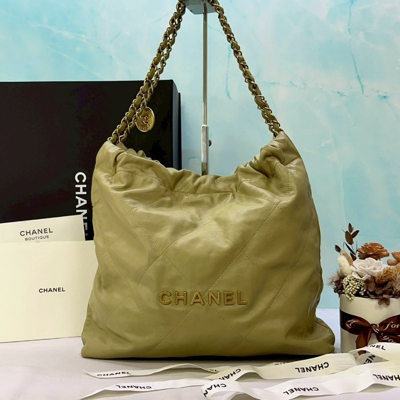 CHANEL 牛油果色中款22包-0