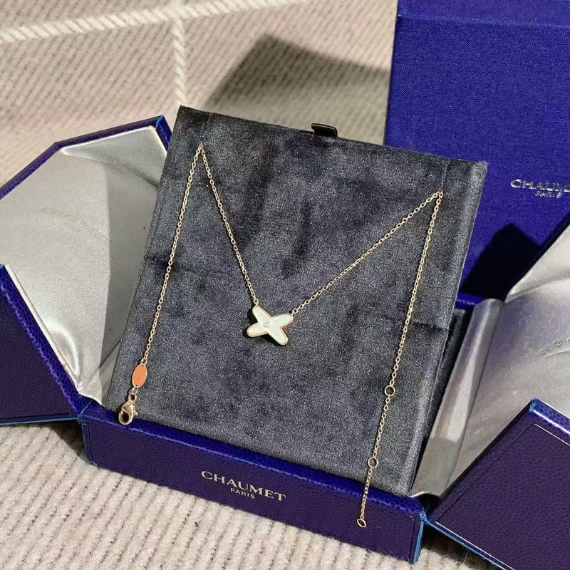 Chaumet尚美緣系一生Liens系列白貝母交叉單鑽項鍊 仙女必備 非常好看-1