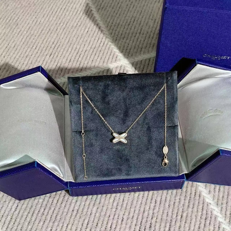 Chaumet尚美緣系一生Liens系列白貝母交叉單鑽項鍊 仙女必備 非常好看-3