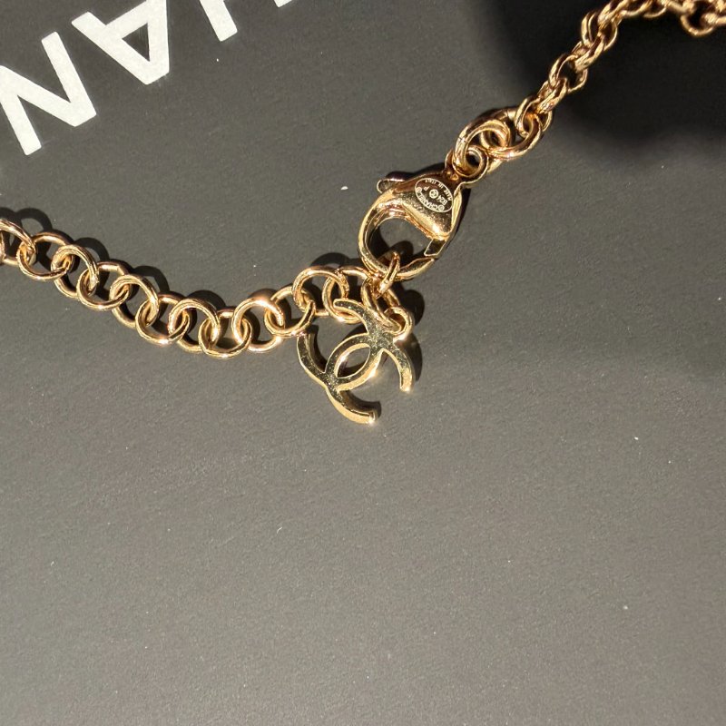 CHANEL 黑白方塊造型項鍊-5