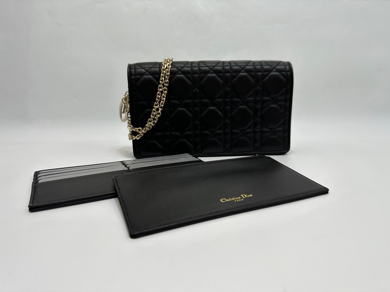 Dior 黑羊皮藤紋Lady Dior pouch 斜背鏈包-0