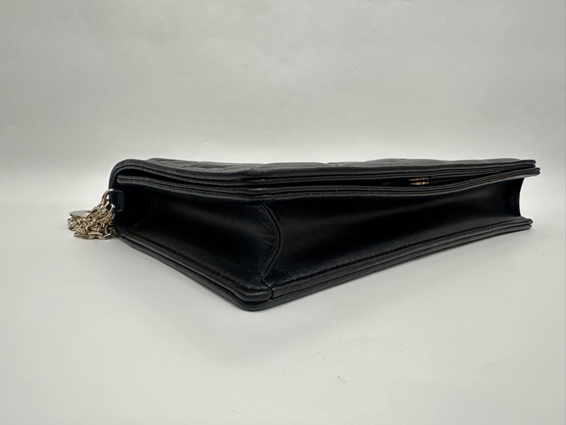 Dior 黑羊皮藤紋Lady Dior pouch 斜背鏈包-3