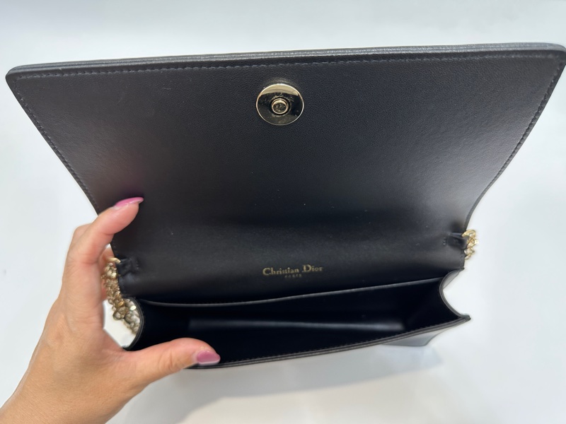 Dior 黑羊皮藤紋Lady Dior pouch 斜背鏈包-7