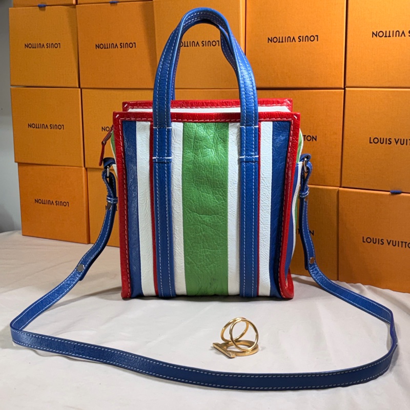 🔥超級特別 Balenciaga 巴黎世家 拼色條紋肩背包 斜背包 手提包-3