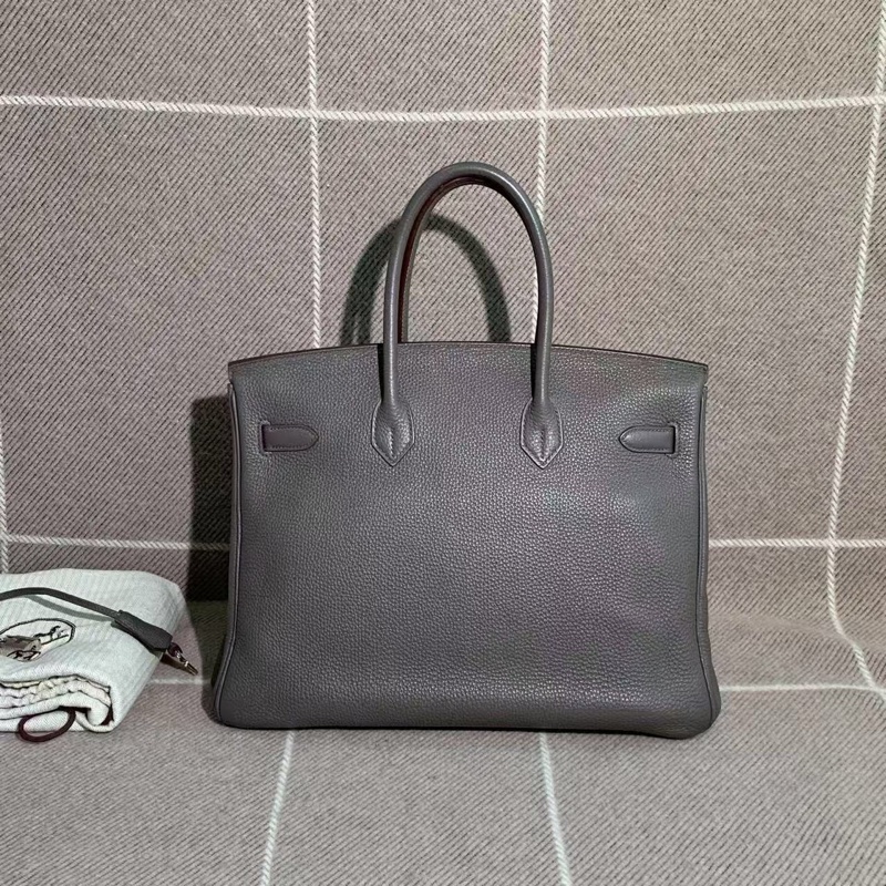 二手Hermes愛馬仕birkin35 8F錫器灰Togo皮銀扣o刻-1