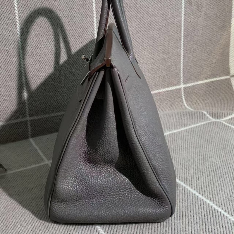 二手Hermes愛馬仕birkin35 8F錫器灰Togo皮銀扣o刻-2
