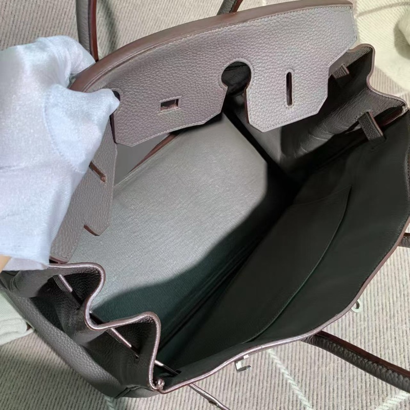 二手Hermes愛馬仕birkin35 8F錫器灰Togo皮銀扣o刻-3