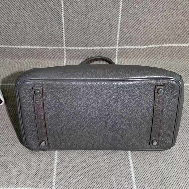 二手Hermes愛馬仕birkin35 8F錫器灰Togo皮銀扣o刻-5