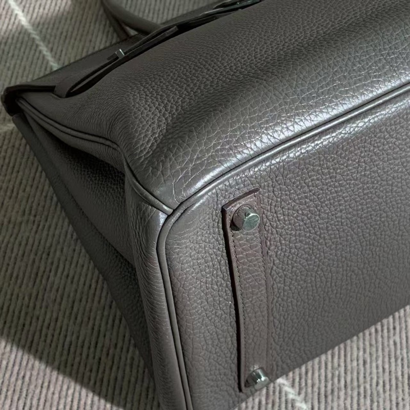 二手Hermes愛馬仕birkin35 8F錫器灰Togo皮銀扣o刻-7
