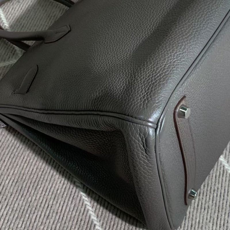 二手Hermes愛馬仕birkin35 8F錫器灰Togo皮銀扣o刻-8