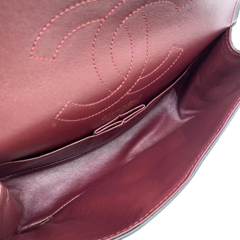 二手Chanel香奈兒2.55小號黑色徽章包復古金扣鏈條包，鐳射25開-9