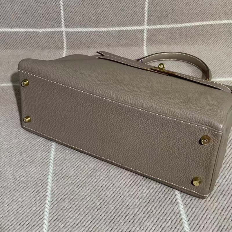 Hermes愛馬仕Kelly32大象灰Togo皮金扣D刻-2