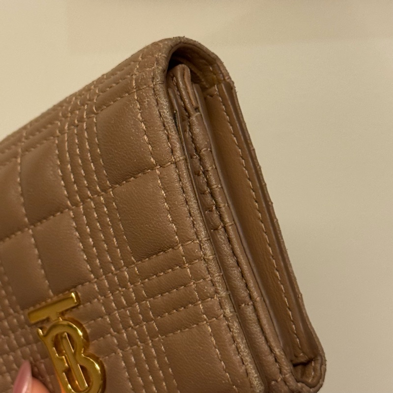 Burberry泰奶色羊皮短夾錢包-7