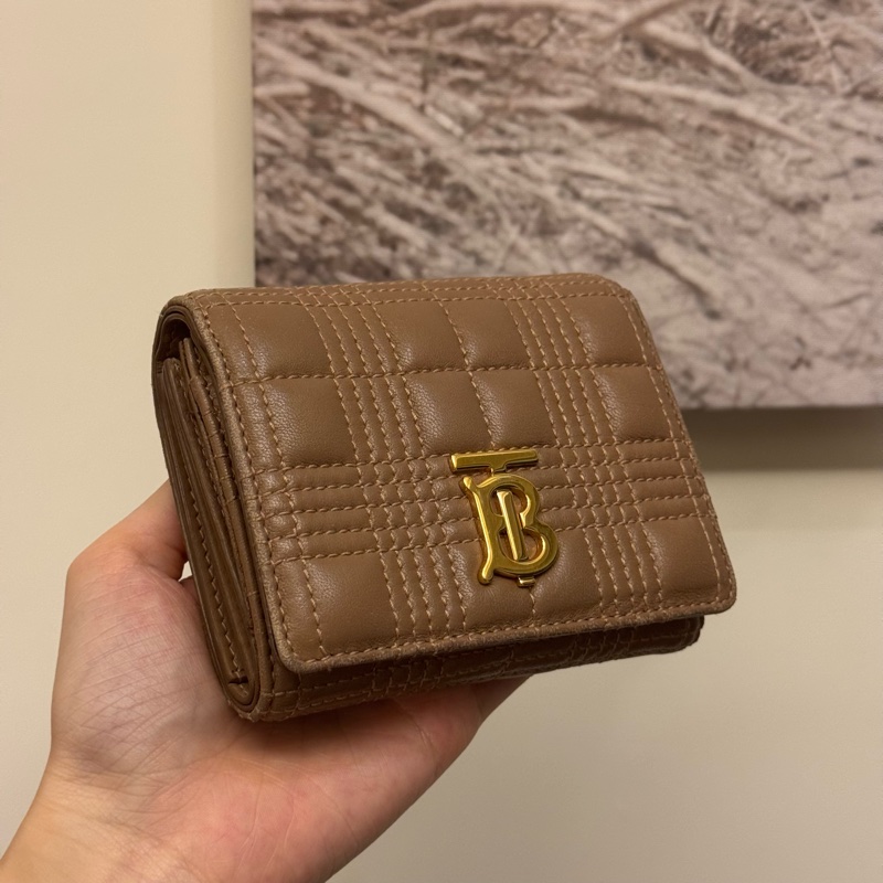 Burberry泰奶色羊皮短夾錢包-5