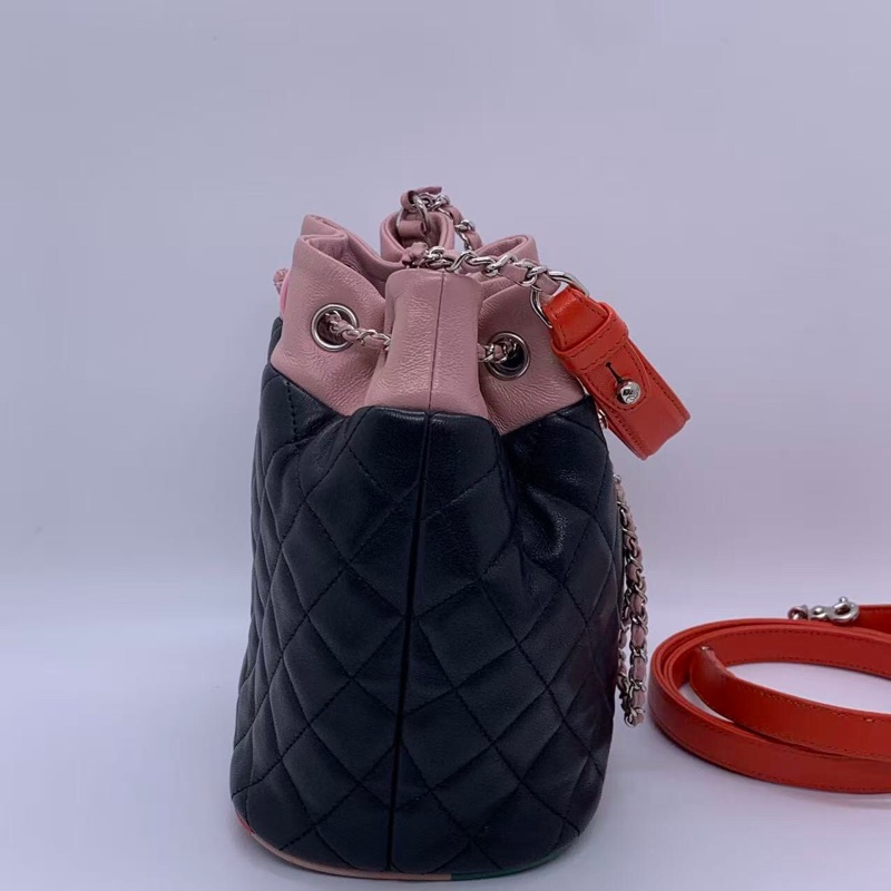 Chanel香奈兒Cuba Color彩條雙C黑色mini單肩包水桶包-1