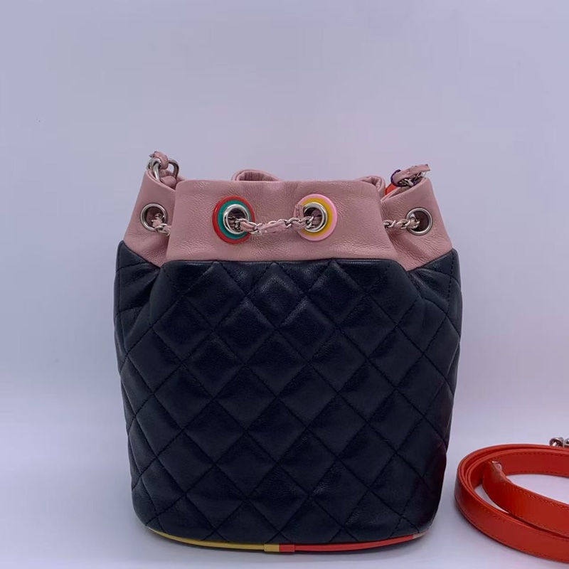 Chanel香奈兒Cuba Color彩條雙C黑色mini單肩包水桶包-2