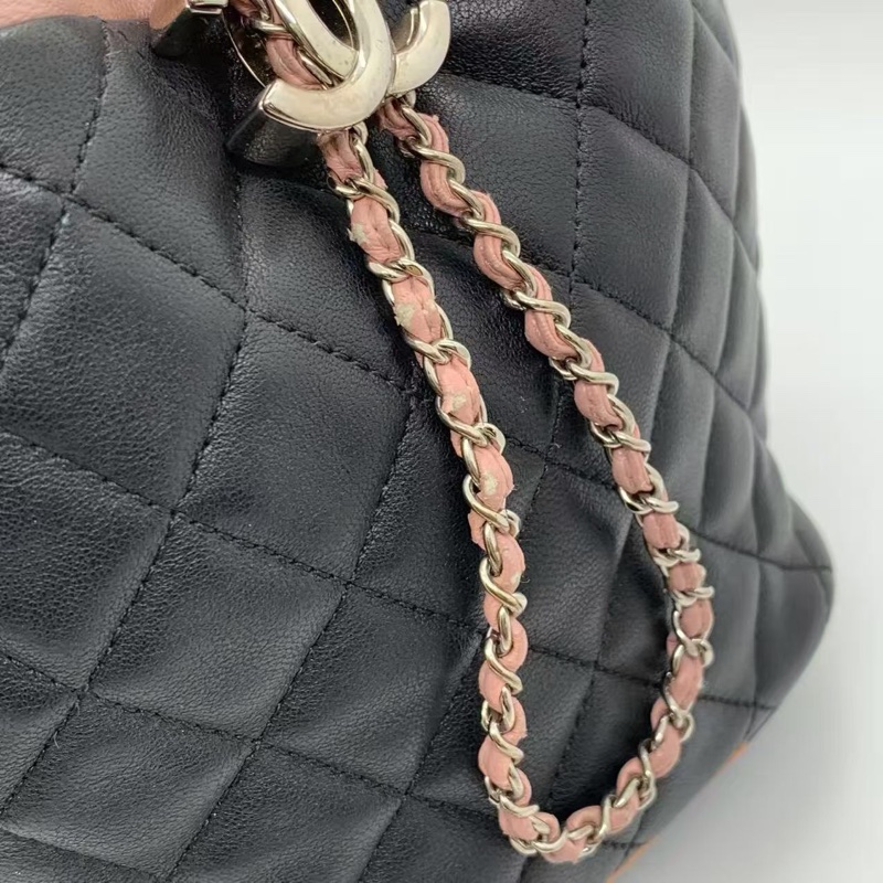 Chanel香奈兒Cuba Color彩條雙C黑色mini單肩包水桶包-4