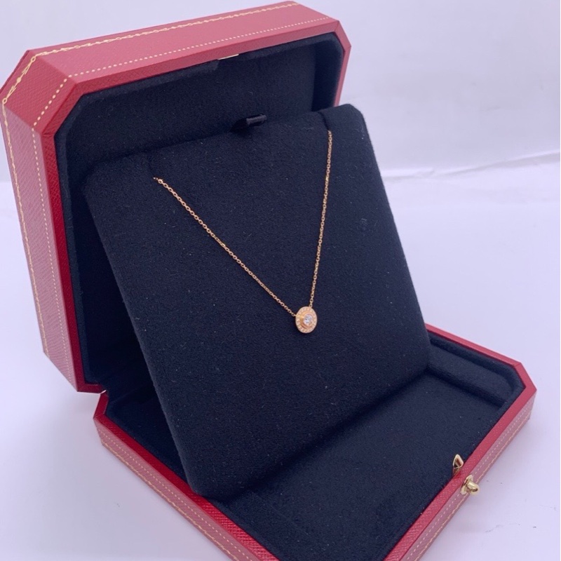 Cartier卡地亞飛碟項鍊玫瑰金鑲鑽22分 2022購入-1