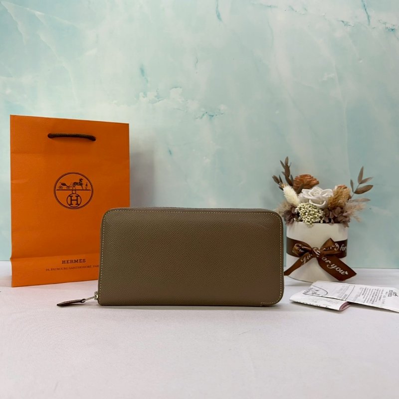 HERMES 大象灰拉鏈長夾-0