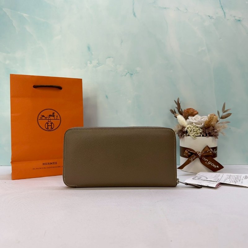 HERMES 大象灰拉鏈長夾-1