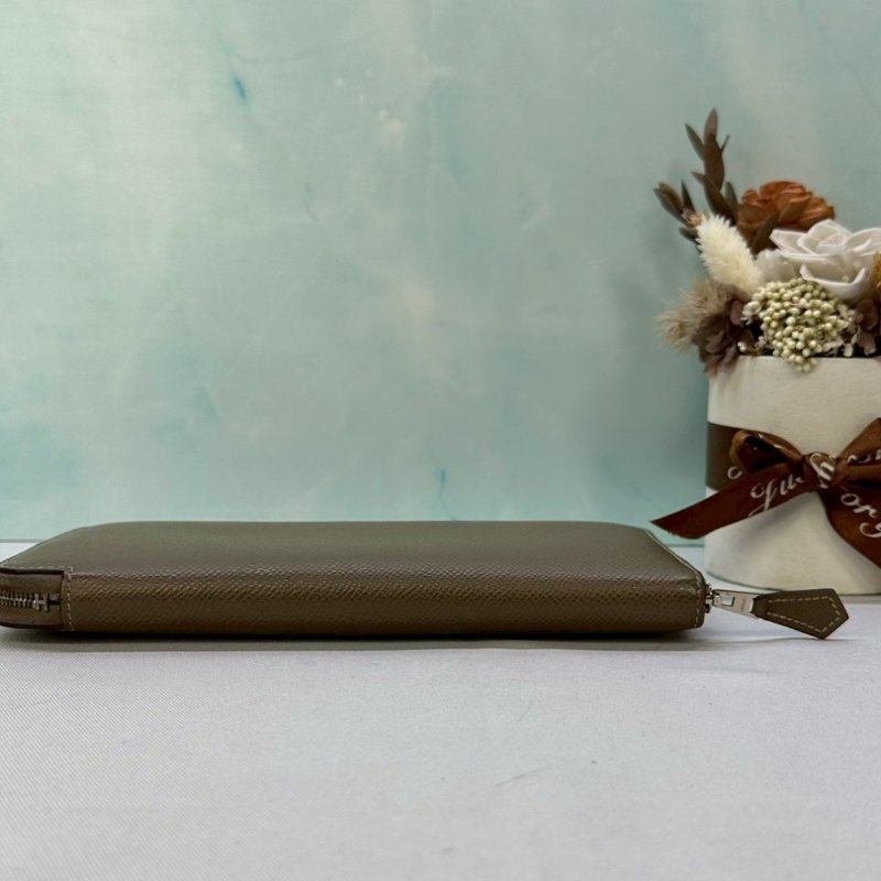 HERMES 大象灰拉鏈長夾-7