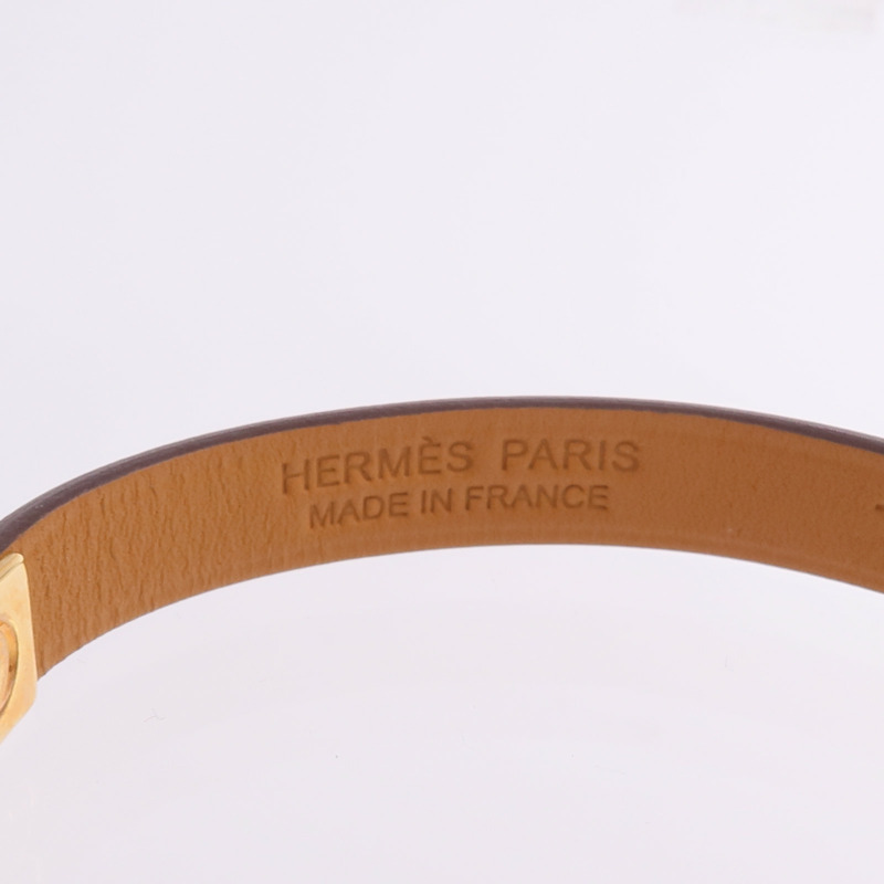 HERMES Swift皮革Rivale Mini Bracelet金扣手帶Etoupe-5