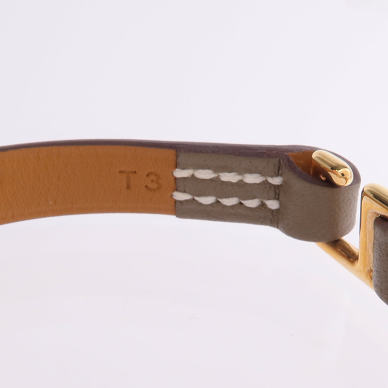 HERMES Swift皮革Rivale Mini Bracelet金扣手帶Etoupe-6